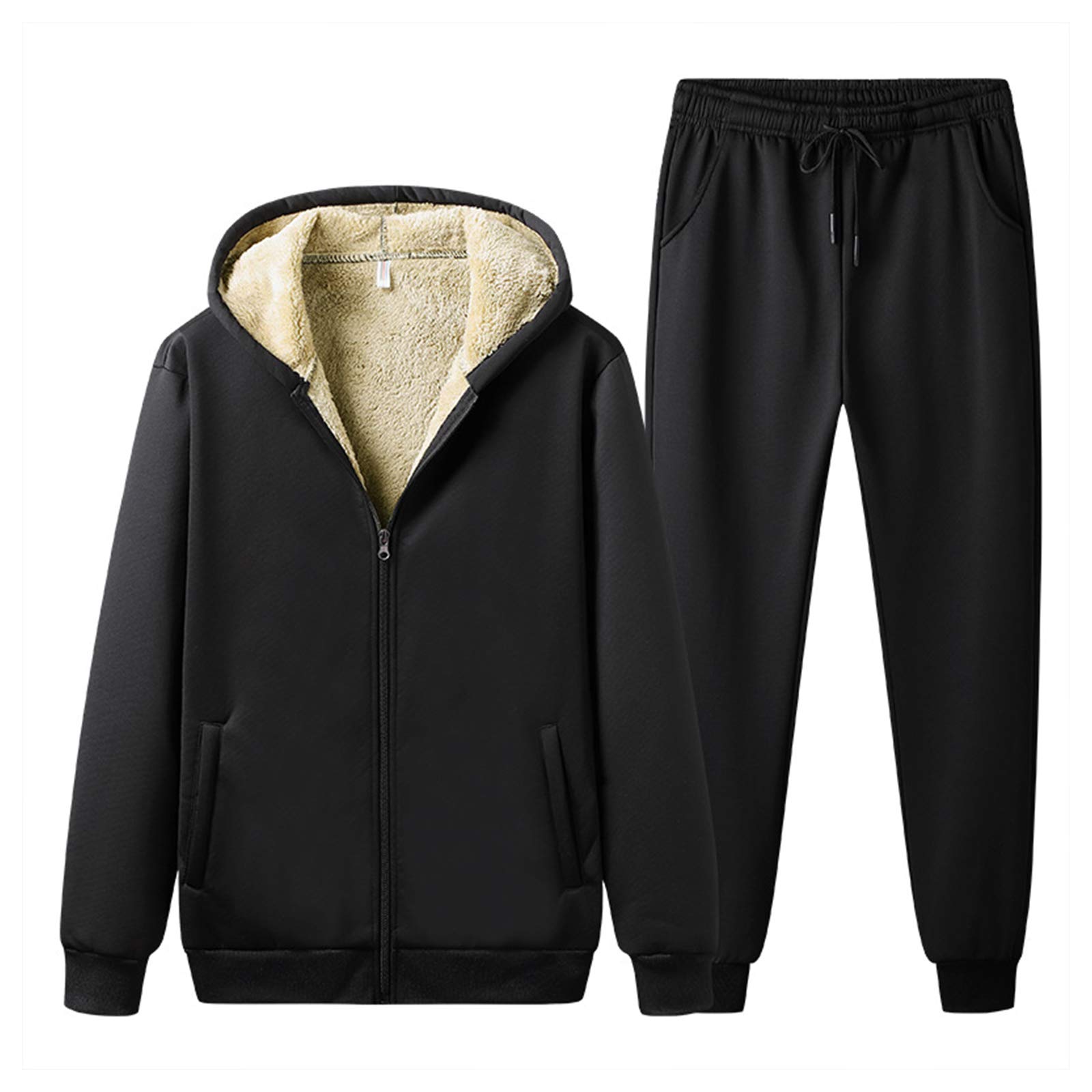 Herren Übergröße 2 Stück/ 3 Stück Winter Sherpa Fleece Trainingsanzug Jogginganzug Sportanzug (S-6XL)