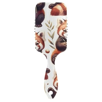 Detangling Hair Brush Red Panda Paddle Hairbrush with Soft Bristles for Women Men Massaging Scalp