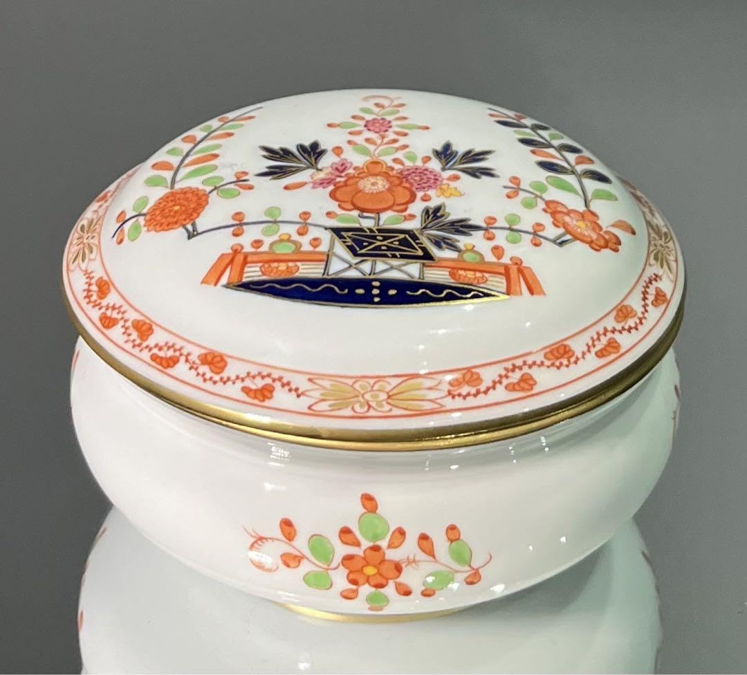 Meissen マイセン/※1級品 上級ライン 柿右衛門写 金彩御所車花紋 蓋物