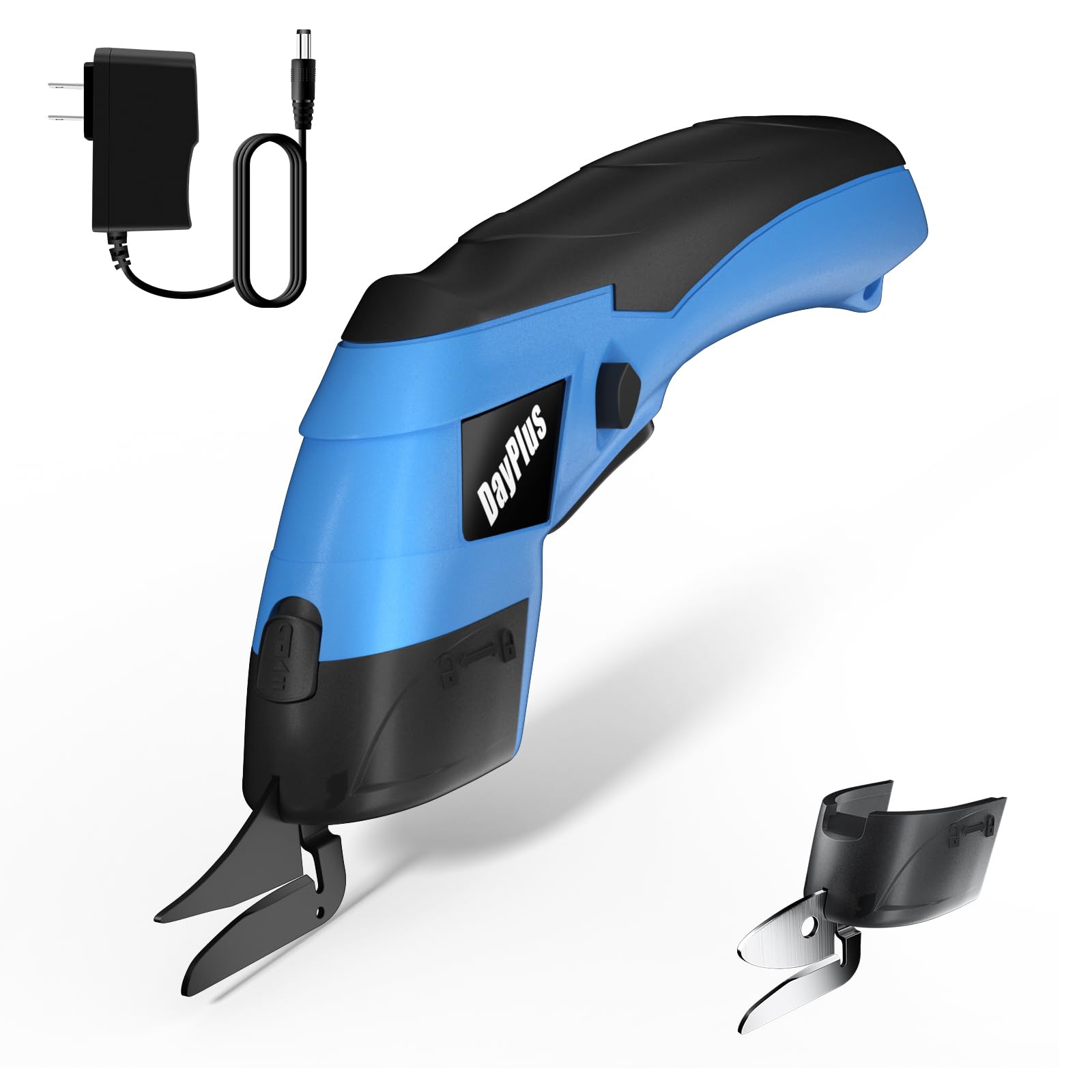 Cordless Fabric Shears with 2 Blades Wireless Cutter Rechargeable for Cutting Cardboard Leather Carpet Potted Plant