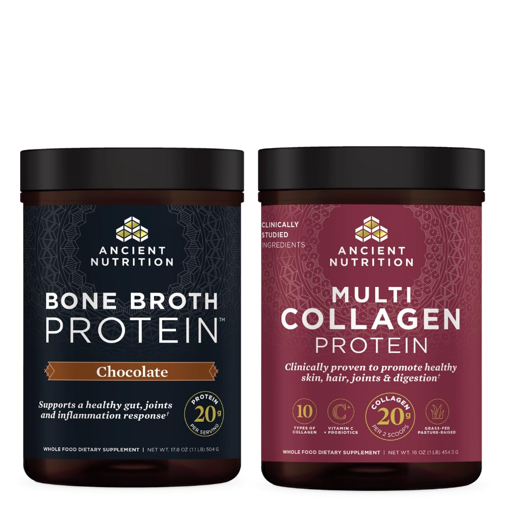 Sponsored Ad - Multi Collagen Protein Powder, Unflavored, 45 Servings + Bone Broth Protein Powder, Chocolate, 20 Servings