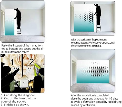 Miniatura 4 de Papel tapiz para Baño, papel degradado de color blanco cian para decoración de pared, diseño geométrico a cuadros, fácil de limpiar, 137.8 pulgadas