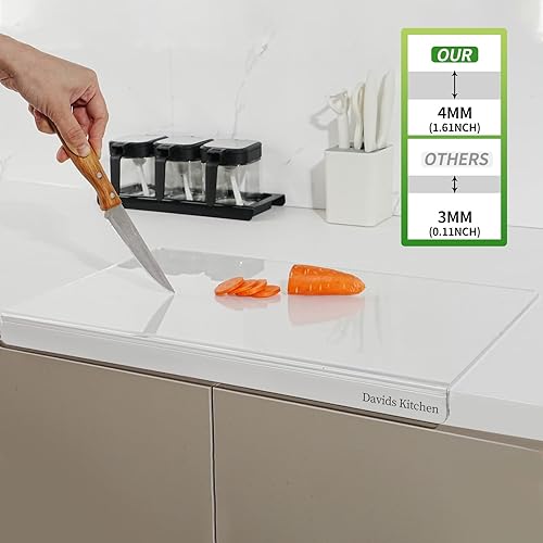Vista 2 de Acrylic Cutting Board for Kitchen Counter,24x18inch clear chopping Board,non-slip Cutting Board For Kitchen Cutting Board with lip for counterop