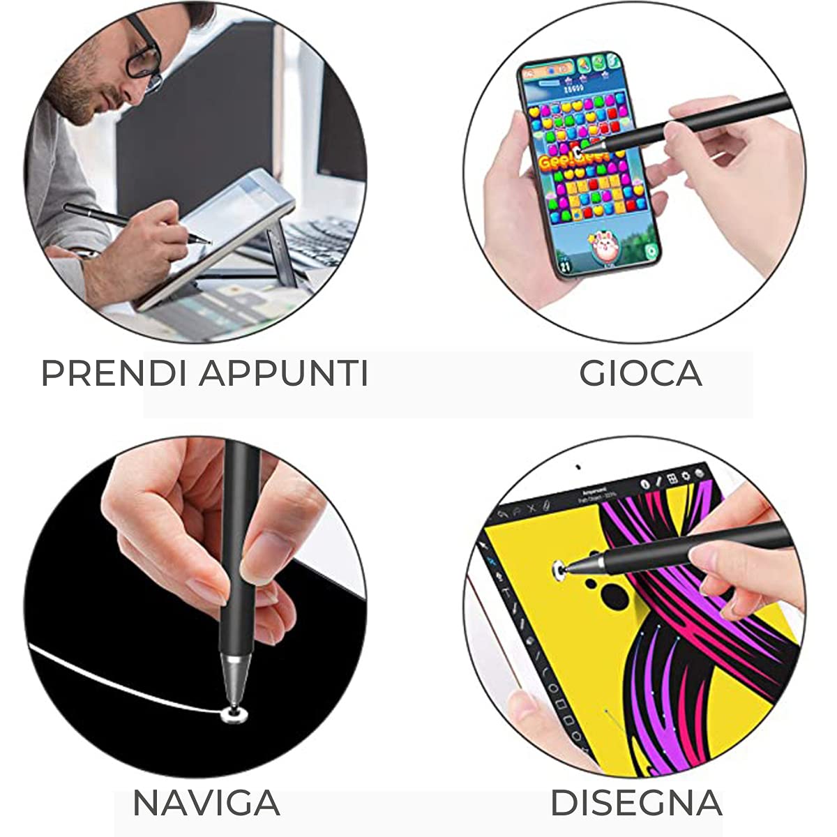 Penna per Tablet Universale Touch Screen Compatibile con Apple Pencil iPhone iPad Android