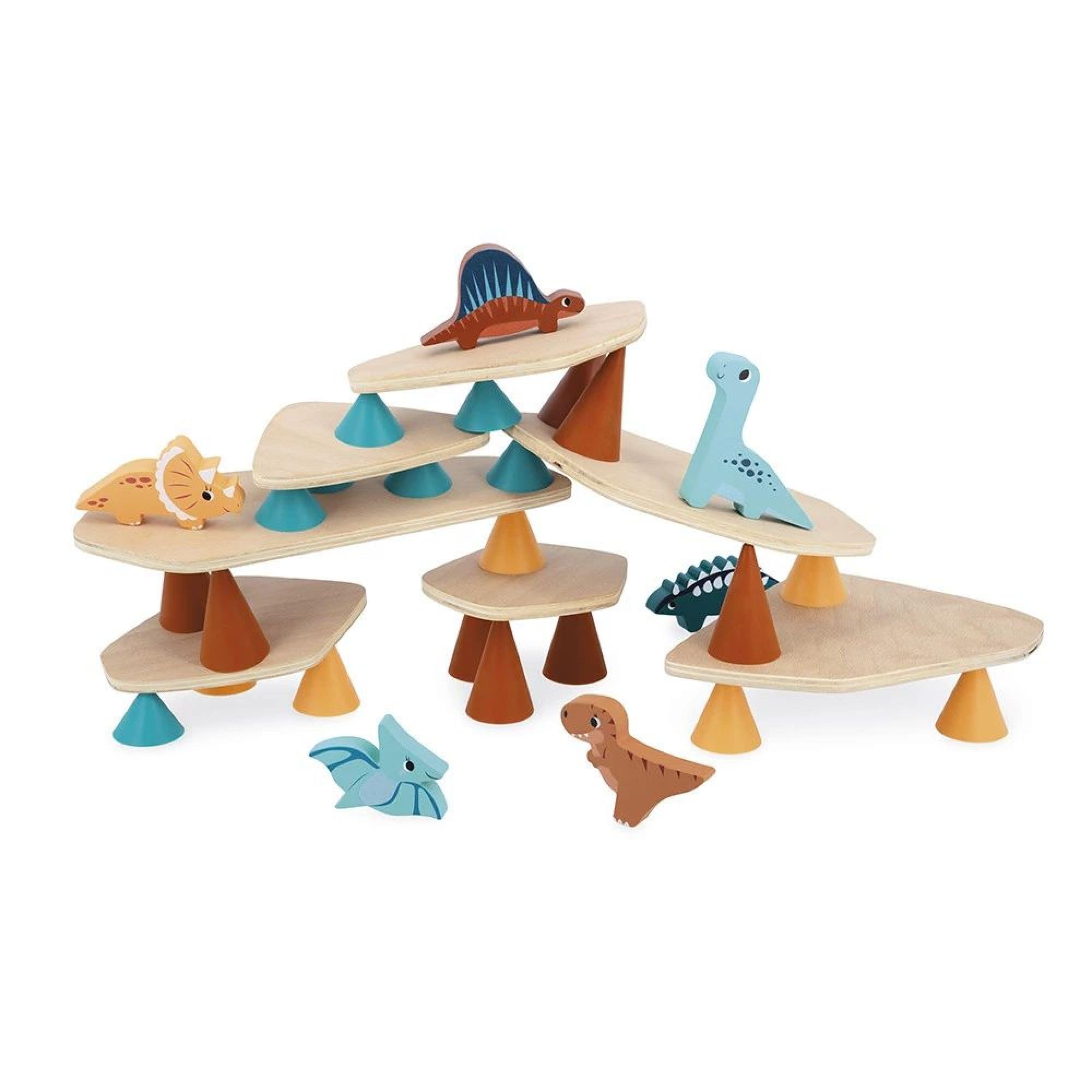Janod Dino Stapelspiel - Holzspielzeug Dinosaurier für Kinder