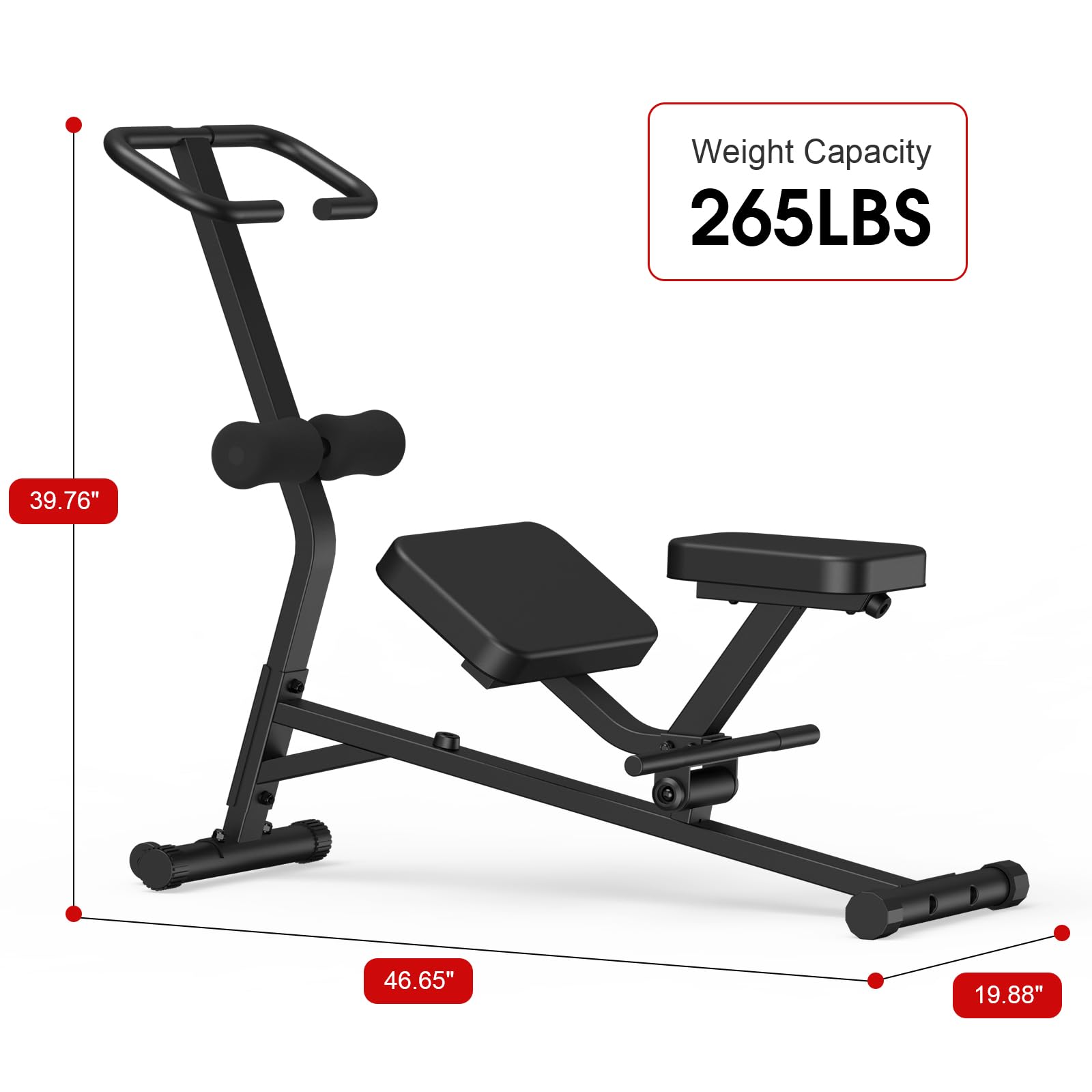 Máquina de estiramiento de cuerpo completo con asiento acolchado, múltiples posiciones de agarre de mango, para entrenamiento de núcleo, parte inferior del cuerpo y flexibilidad