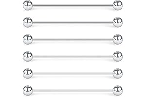 6PCS 16G Industrial Barbell Cartilage Earring Body Piercing Jewelry 28mm 32mm 35mm 38mm 40mm