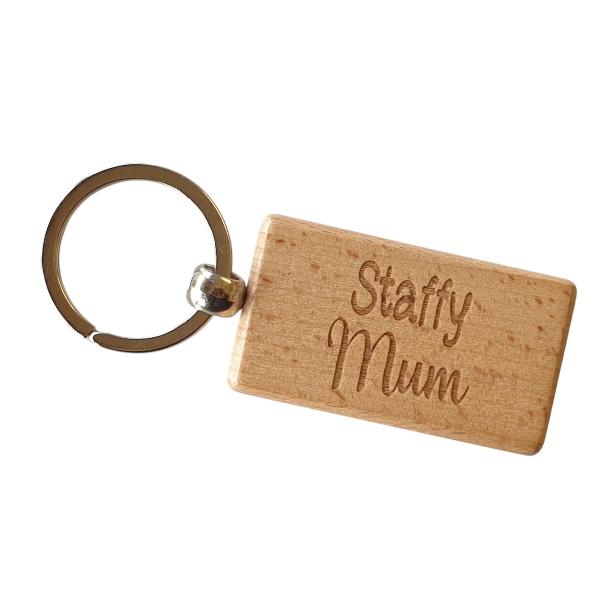 Decalarama Brown Staffy Mum Keyring Gift - Nice Cute Engraved Wooden Key Fob Novelty Dog Owner Present
