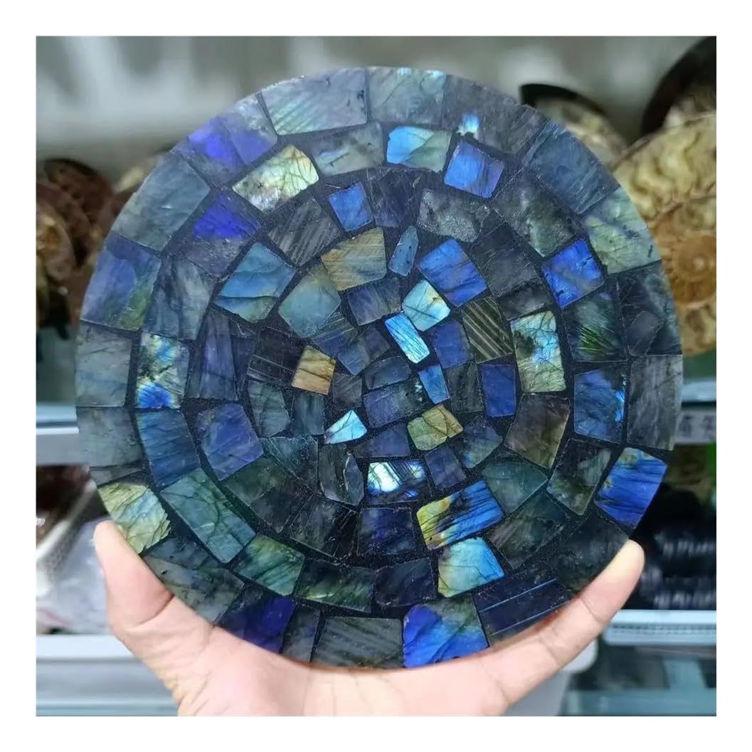1pcs 10-12cm Pull Feldspar Quartz Crystal Disc Blue Moonlight Stone