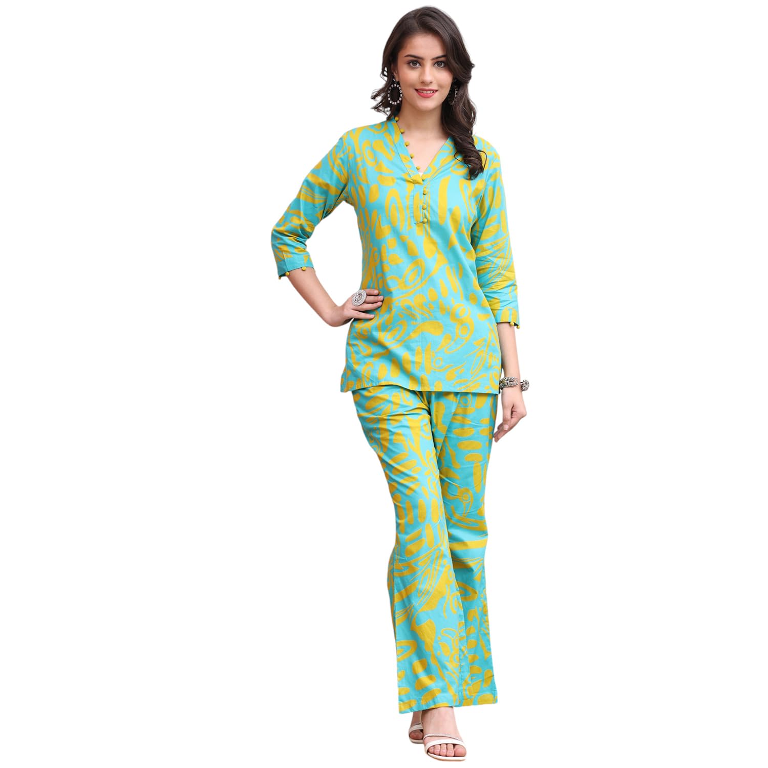 Printed Pure Cotton Tunic with Trousers Co-Ords-image-15
