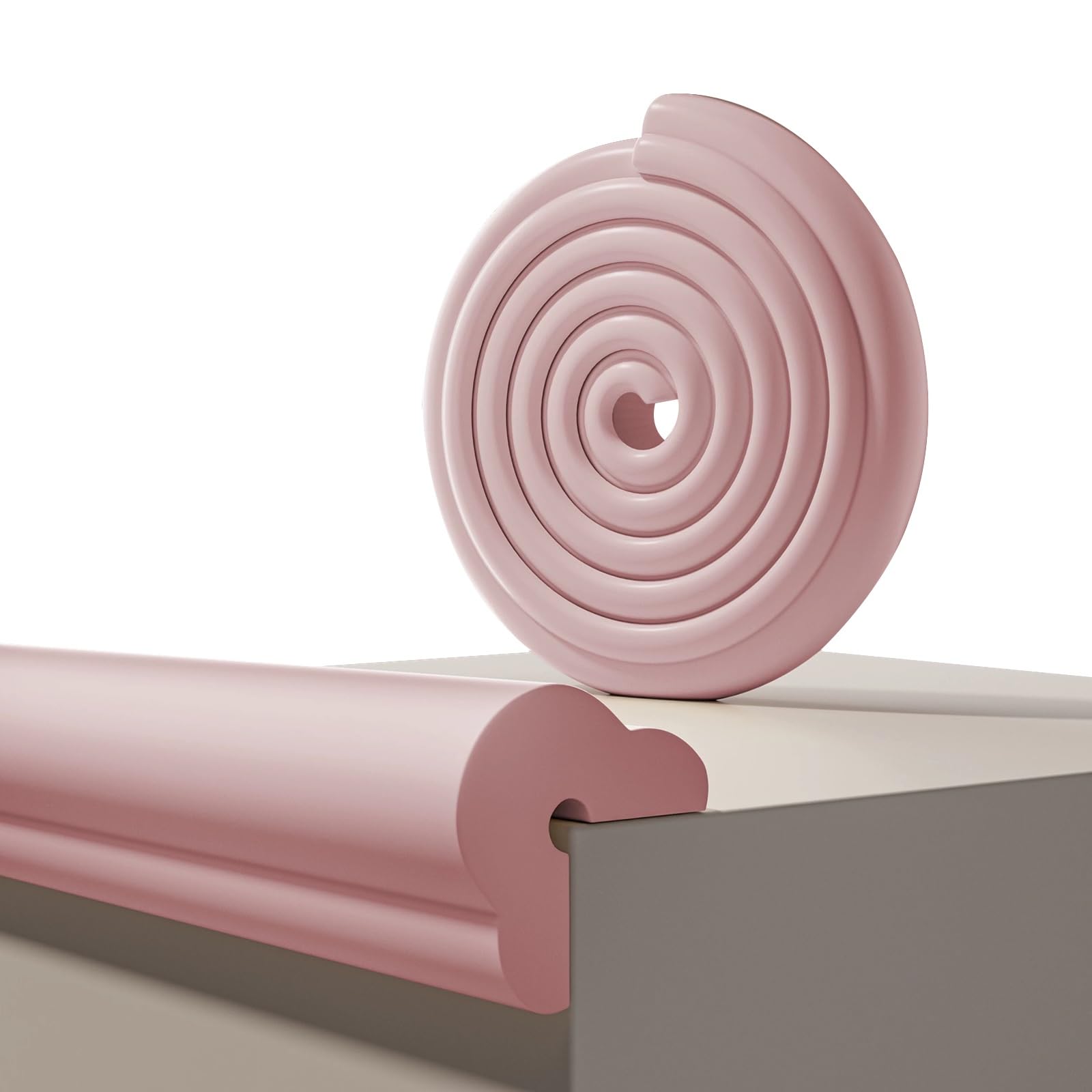 Edge Protector, Self Adhesive Backing, NBR Foam Rubber, Furniture Corner Protectors, Thickened 0.6 In, for Wood, Glass, Marble Surfaces(Pink,8m/26.2ft)
