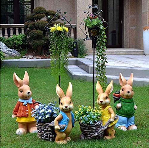 Outdoor Statue Garden Sculpture Garden Decoration Rabbit Statue Sculpture, Easter Company Courtyard Balcony Decoration Props Children's H50Cm Gift #TOP2