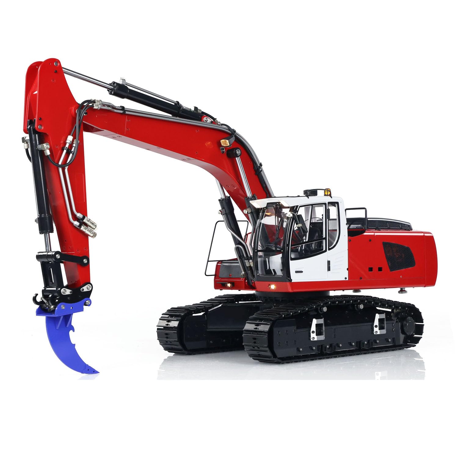 Excavatrice hydraulique RC 1/14 946 9CH Modèle sur chenilles RC Pelleteuse Véhicule de chantier Métal Grab Bucket Ripper Light RC Équipement lourd Rouge Blanc
