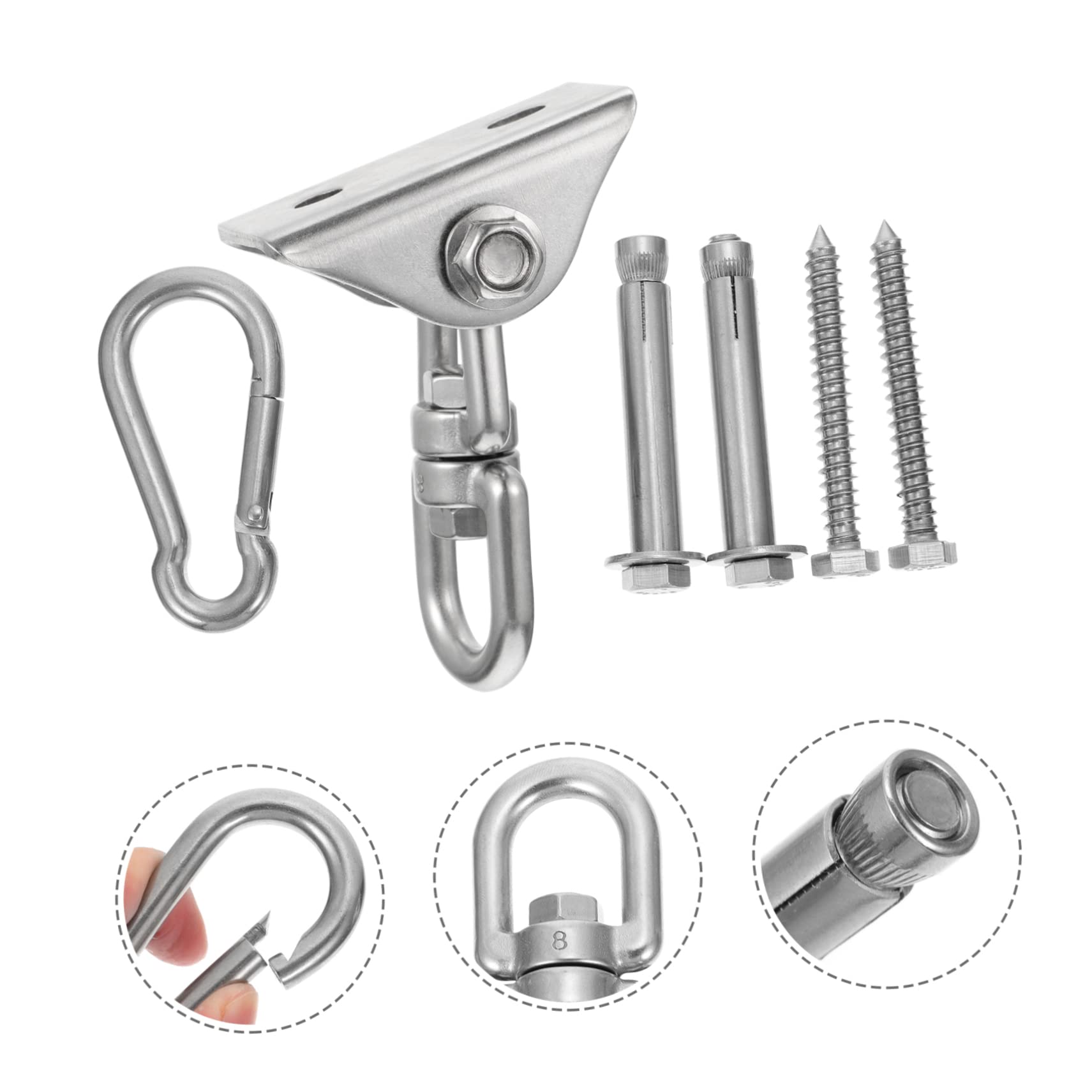 BESTonZON 1set Ganci Acciaio Inossidabile Per Amaca e Altalena Capacità Di Carico Elevata Facile Installazione Include Viti Struttura Robusta e Durevole