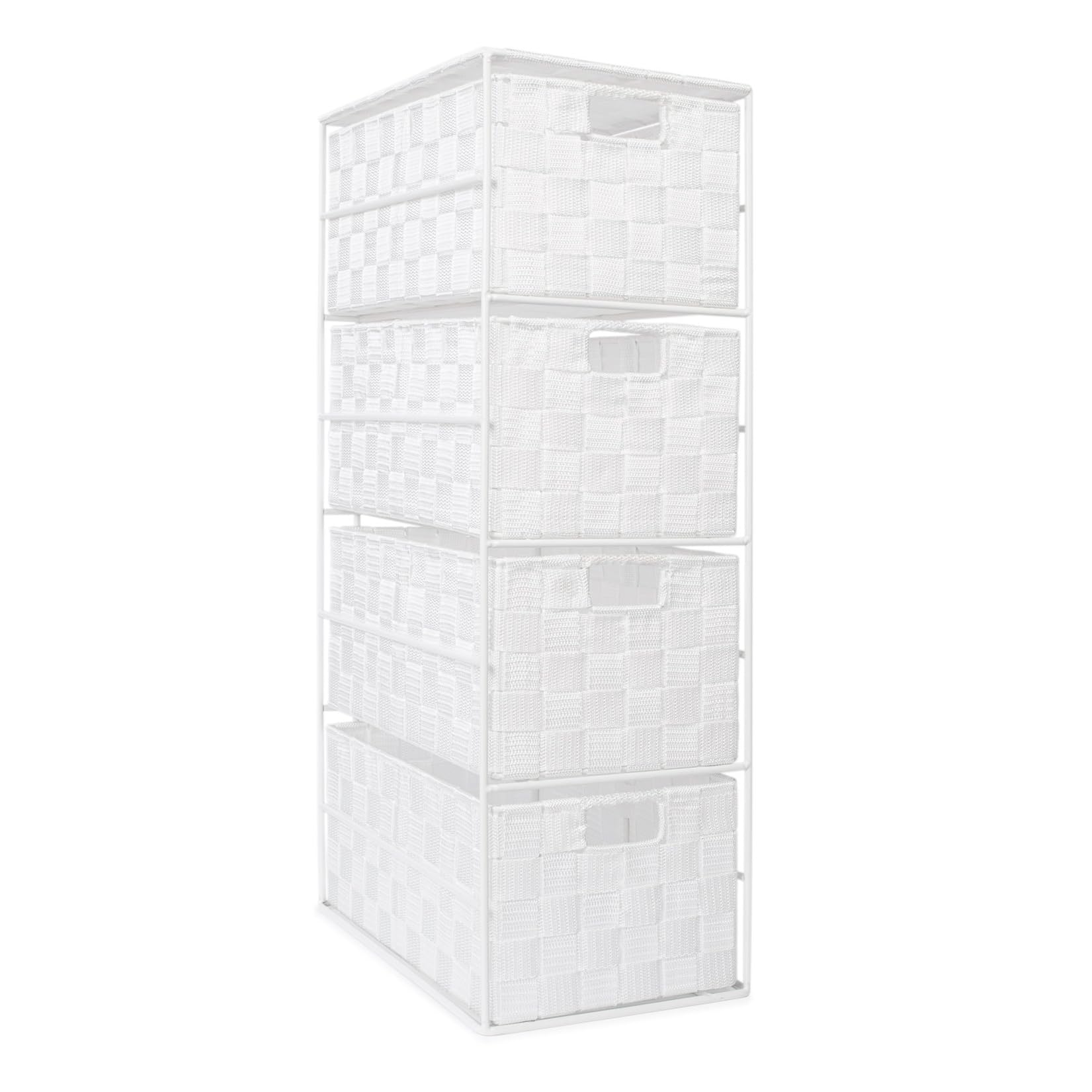  - Ehc Woven 4 Drawer Storage Unit Cabinet For BathroomBedroomWhite