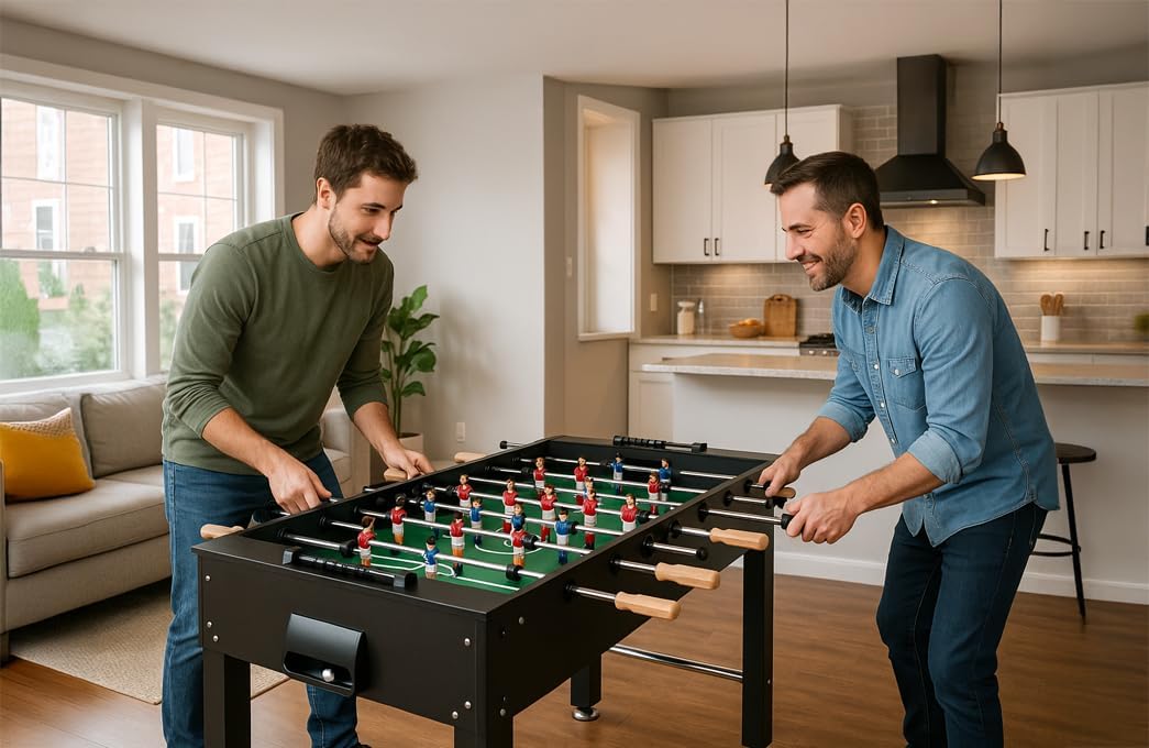 KICK Hexad 48" 6-in-1 Multi Game Table – Foosball, Billiards/Pool, Glide Hockey, Ping Pong, Mini-Shuffleboard & Mini-Bowling