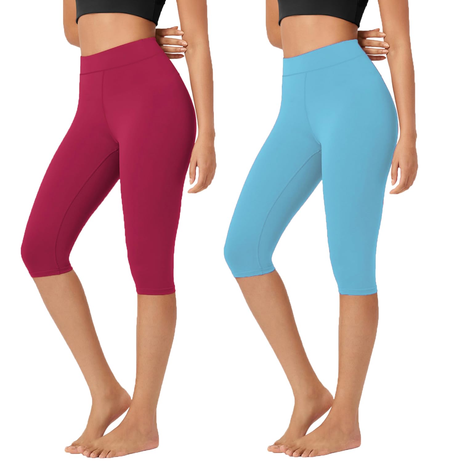 brand flex Women's Capri Pants - Knee Length Yoga Shorts, Biker Workout Leggings for Women,Summer Activewear Combo of 2 Pack-picture-28