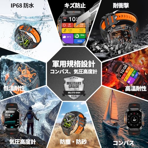 undefined スマートウォッチ【2025新型·ChatGPT搭載·GPS運動軌跡記録】2.01インチ大画面 軍用規格 高輝度懐中電灯 IP68防水 耐衝撃 スポーツウォッチ 100+運動モード 睡眠管理 Smart Watch Bluetooth5.3通話 iPhone対応 アンドロイド対応 Lineなどの通知 長持ちバッテリー 腕時計 DIY文字盤 高度計 気圧計 コンパス 音楽再生 天気予報 日本語説明書 の商品画像 4