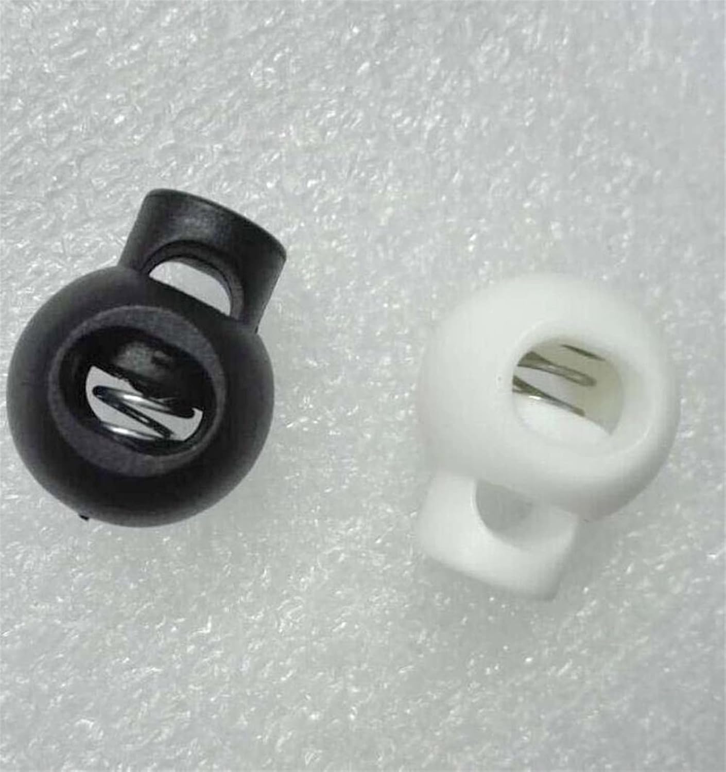 Spring Toggles,Toggles for Drawstrings,Spring Toggles, Black/White Plastic Round Ball Cord Lock Plastic Spring Stoppers(Black)