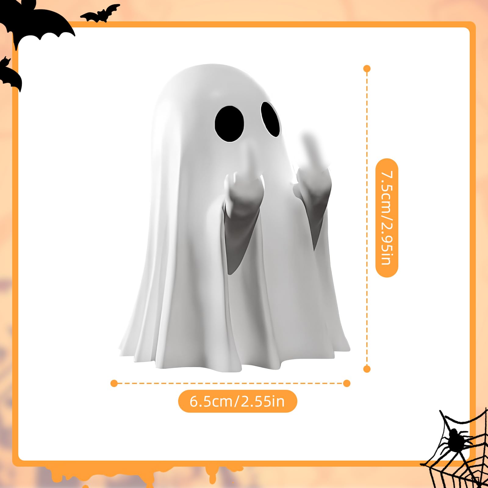 Niedliche Halloween Geisterfigur Aus Harz - Gruselige Deko Für Haus & Garten (12,5x9x11,5 Cm)