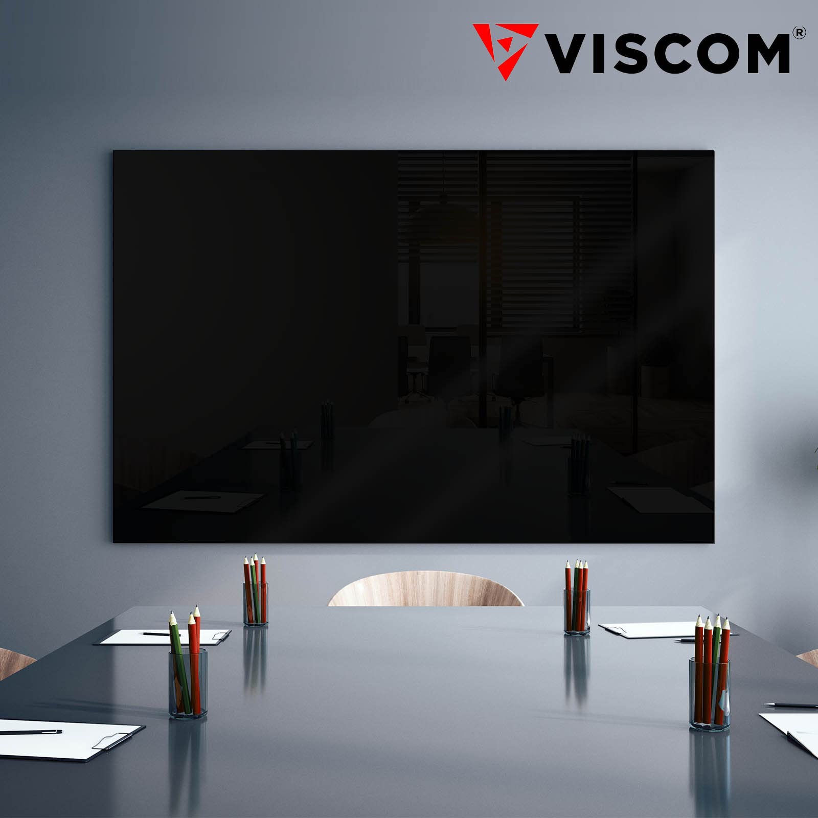 VISCOM Design Glasmagnettafel MIO - 60x90 cm Schwarz - Sicherheitsglas