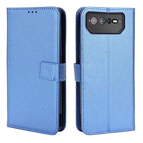 Elubugod Funda para ASUS ROG Phone 6 Carcasa Case Funda,Funda de Cuero PU Funda para ASUS ROG Phone 6 Pro AI2201_C AI2201_D AI2201_F AI2201-1A030EU Funda Carcasa Case Funda Blue