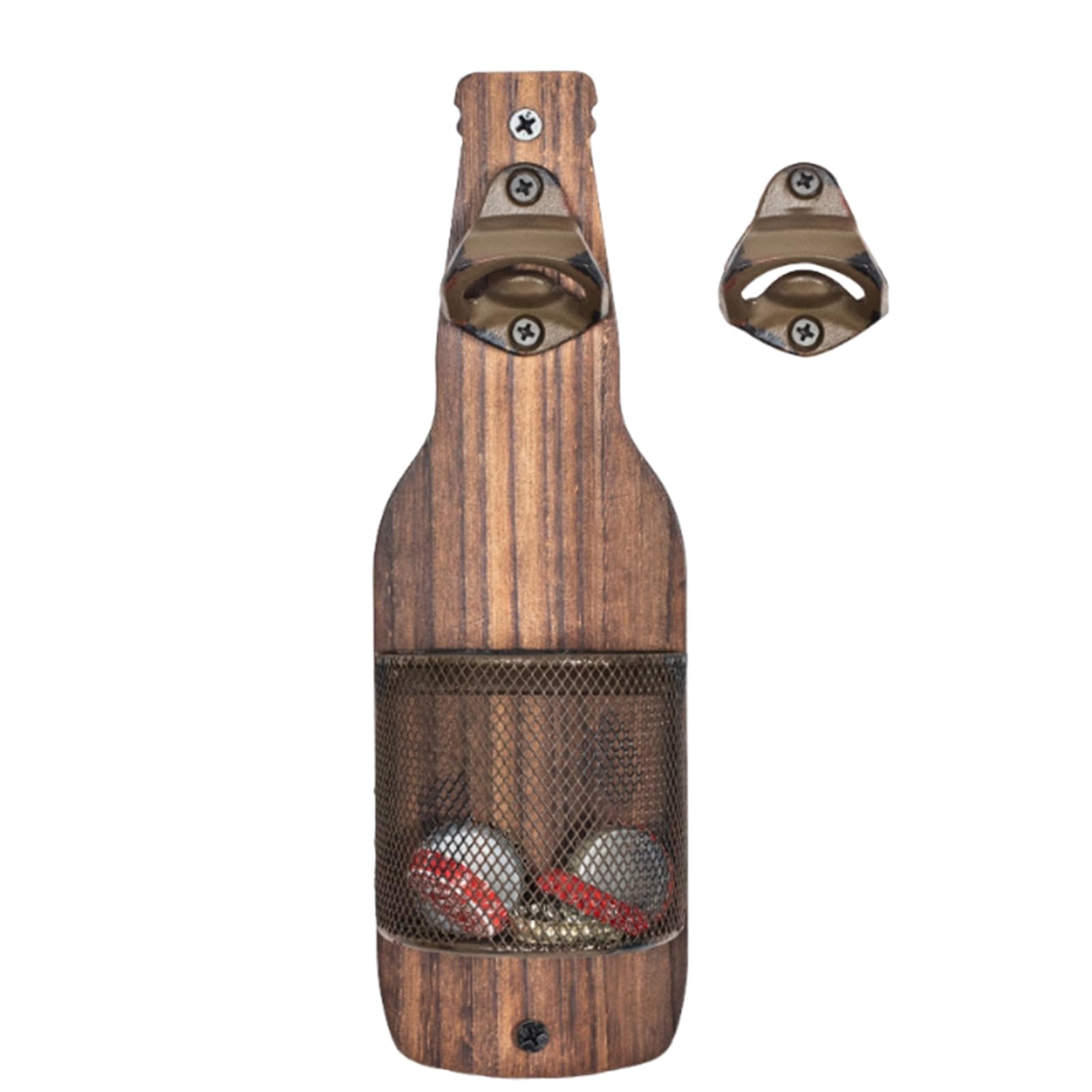 Abridor Cerveza Pared, Abridor de Madera Retro, Abrebotellas Cerveza, con Colector Tapa Botella, Regalos Originales Hombre Idea de Regalo única Para Hombres