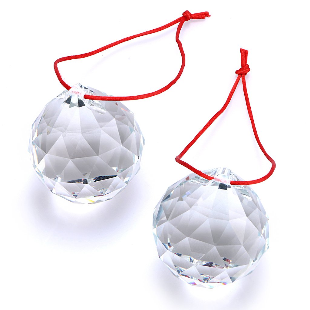 SUMNACON 2X 50mm Boules Cristal à Facette,Boule Prisme Fengshui Boule, Dia-50mm,Bonheur Boule avec Boîte pour Cadeau,Décoration