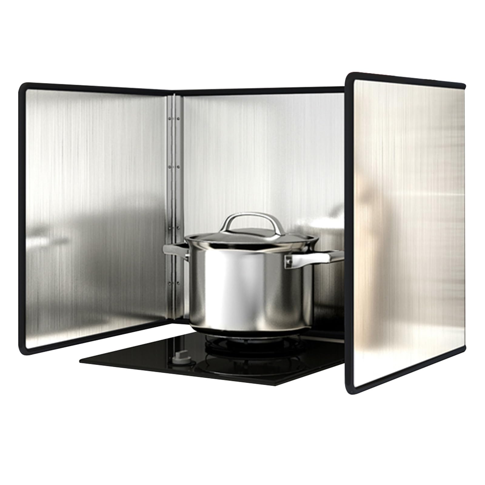 EAmrfvqt Stainless Steel Foldable Splash, Foldable Stainless Steel 3-Sided Splatter Guard For Fry, Silver, 40-50 Cm(45x45x45cm)