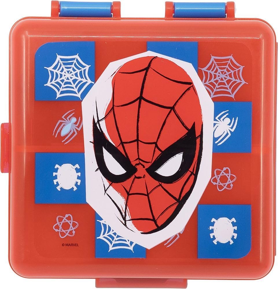 Tataway in viaggio si cresce Marvel Sandwich Red Kids Plastic Spiderman Box with Multi Compartment, Blue - Image 3