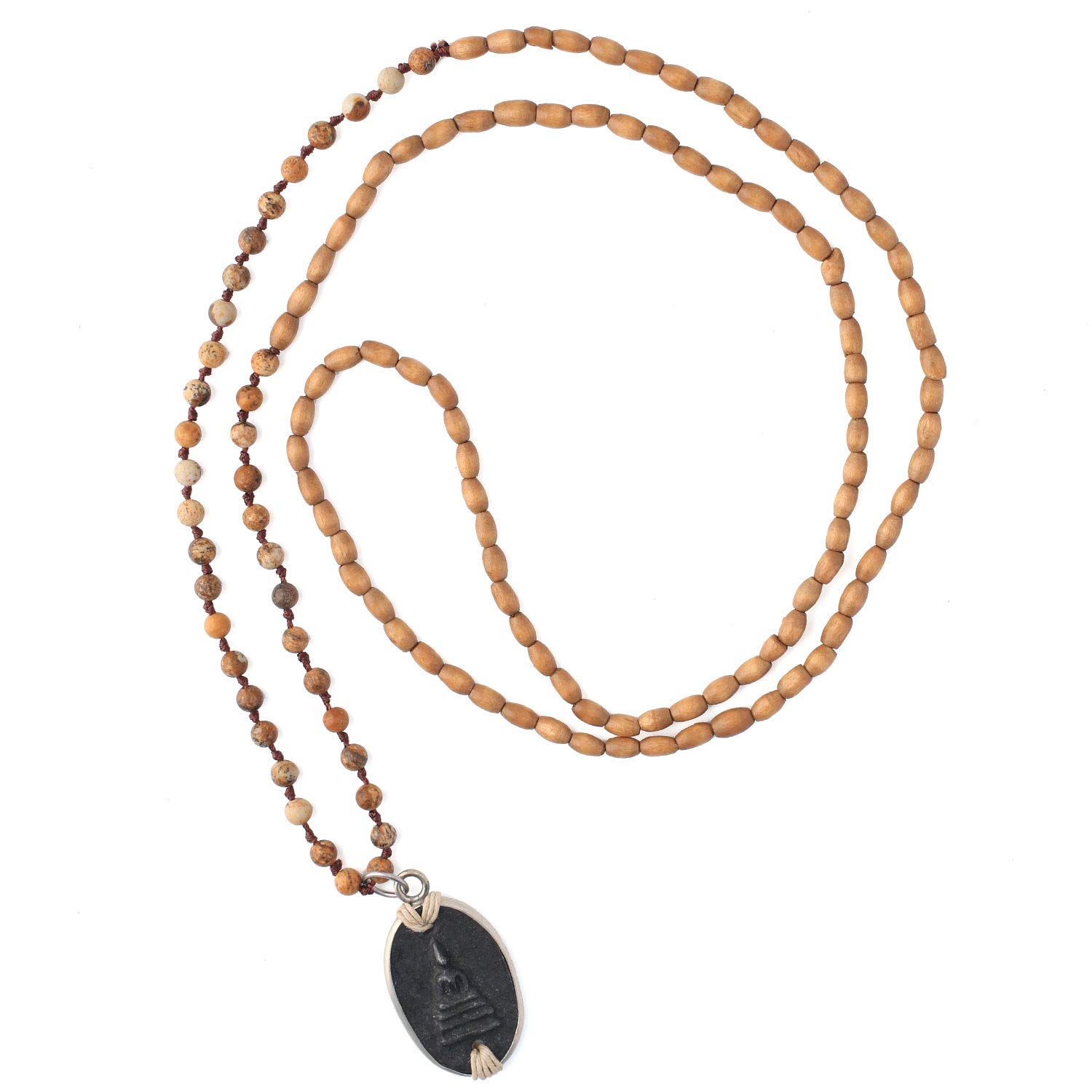 C·QUAN CHI Drop Shaped Crystal Beaded Necklace Triangle Sakyamuni Buddha Pendant Necklace Of Luck Stand Bracelet Long Necklaces