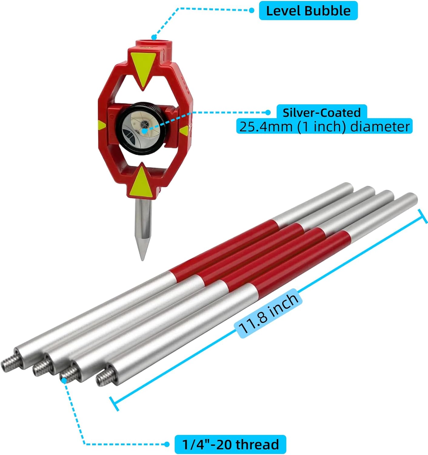 Surveying Prism Pole Mini Prism Pole Compatible with Leica Total Station with Extendable Aluminum Pole 25.4mm Diameter Offset -30mm GMP111 Prism Surveying Kit (-30mm)
