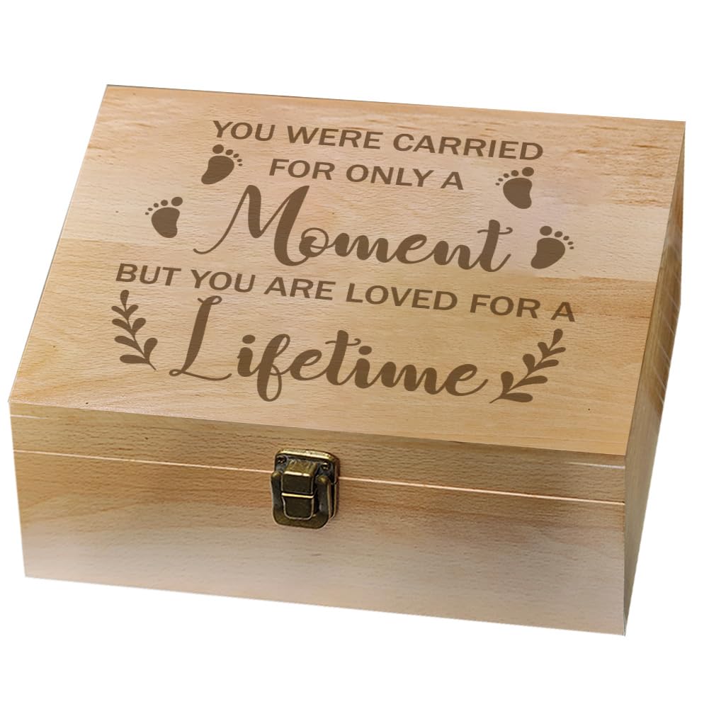 Photo 1 of arricraft 1 Pc Wooden Memory Keepsake Box, Miscarry Memory Box with Hinged Lids for Baby Loss Memorial Gift Storage Box Keepsake to Store Photos Letters and Valuables 9.6x7.6x4inch