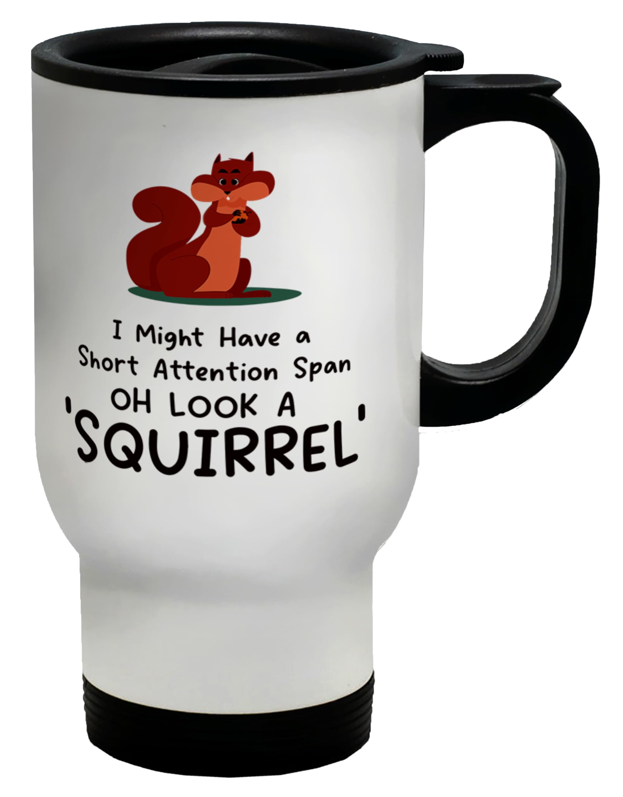Shopagift Oh Look a Squirrel Travel Mug Funny Short Attention Span Stainless Steel 14oz Cup