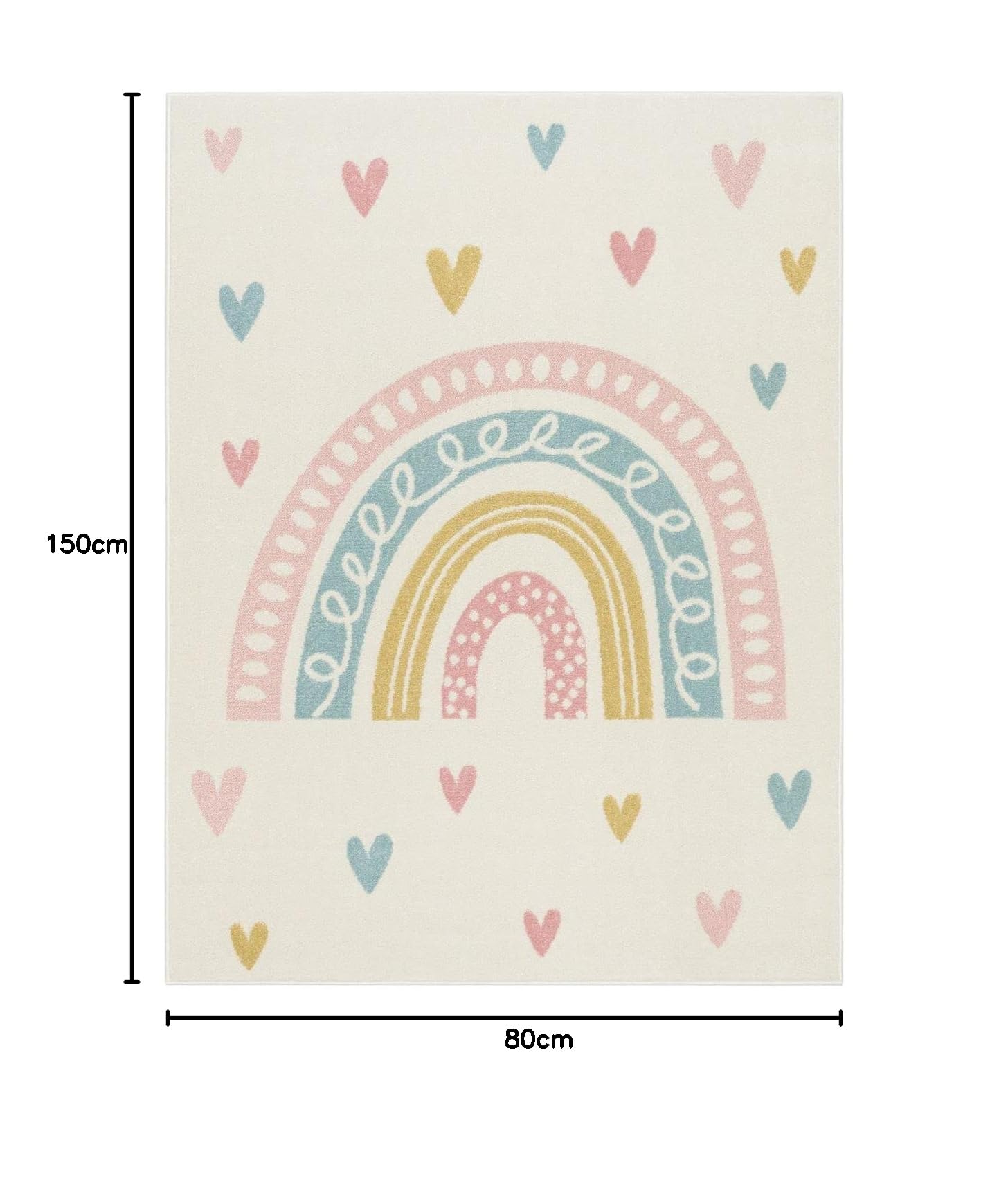 TT Home Tappeto Bambini Cameretta Bambina Ragazzi Moderno Arcobaleno Nuvola Motivo Con Animale Colorato, Colore:Crema4, Dimensione:80x150 cm