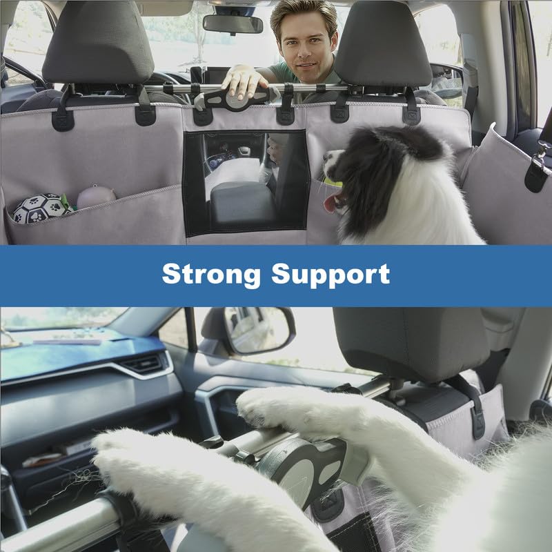 Coperta per cani per sedile posteriore auto, sedile posteriore con protezione laterale e finestra di visualizzazione, antigraffio e impermeabile, per cani, sedile posteriore (grigio