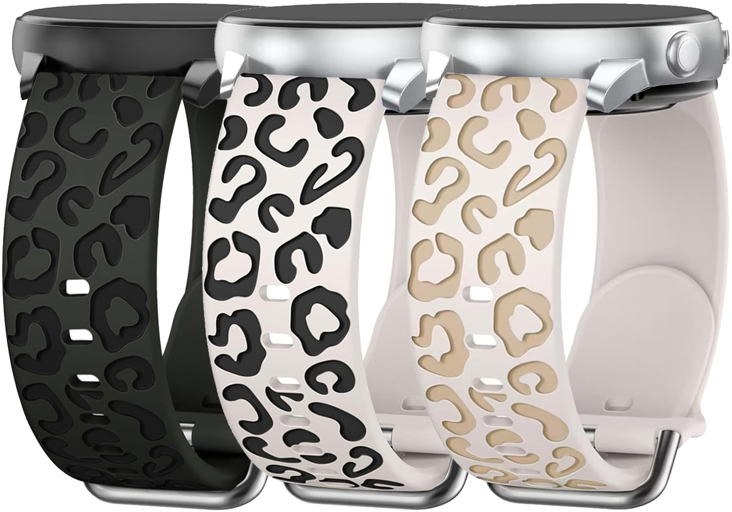 3 Pack Leopard Engraved Bands Compatible with Samsung Galaxy Watch Ultra Bands 47mm(2025/2024), Breathable Soft Silicone Waterproof Replacement Straps