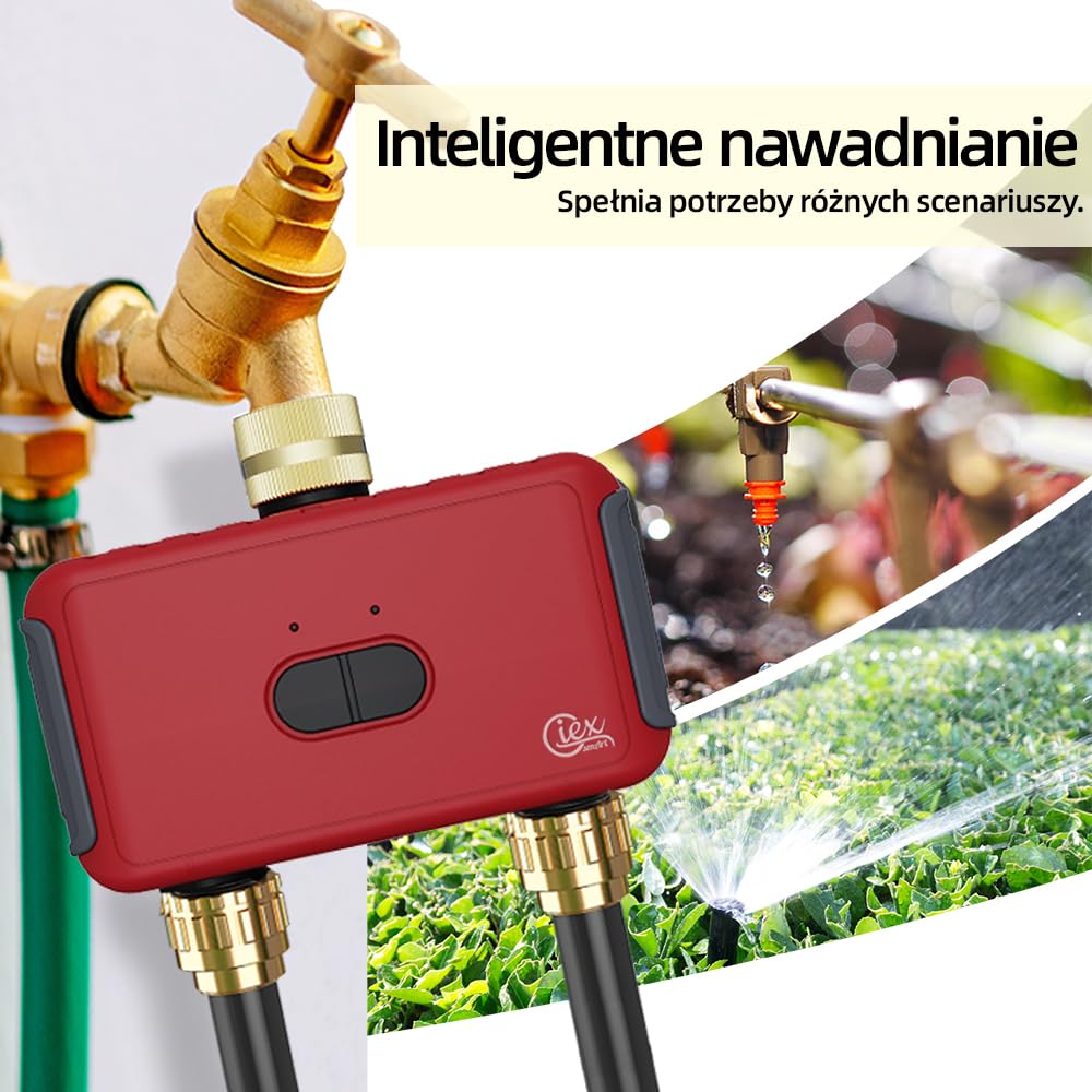 GIEX Timer di irrigazione WiFi a 2 zone, centralina intelligente per tubi da giardino, compatibile con le app TUYA e Smart Life