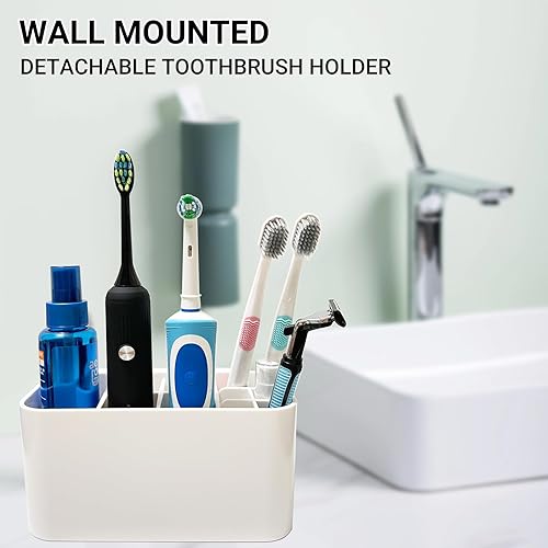 Miniatura 2 de Soportes para cepillos de dientes para baño, montado en la pared, organizador de cepillos de dientes familiares desmontables para cepillo de dientes