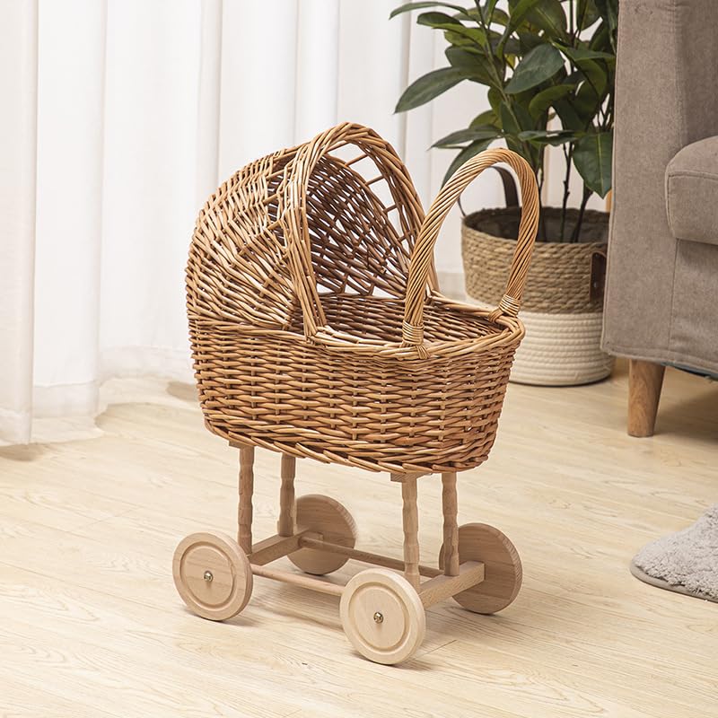 Amazon | Kirnuo手押し車ベビーカー 天然柳おもちゃ 子供遊び 籐