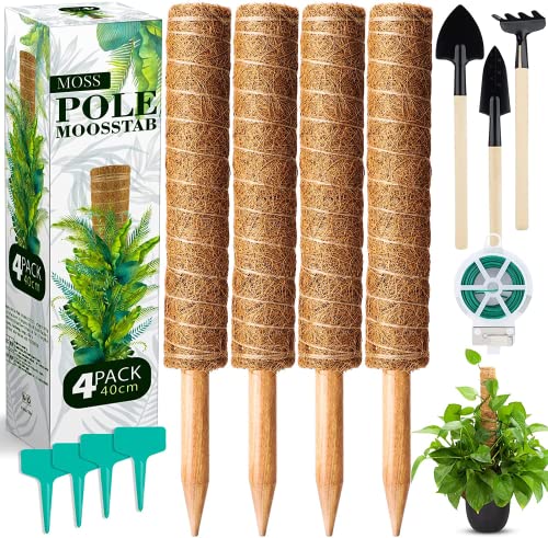 4 Stück Moosstab Pflanzstab Kokos Cover