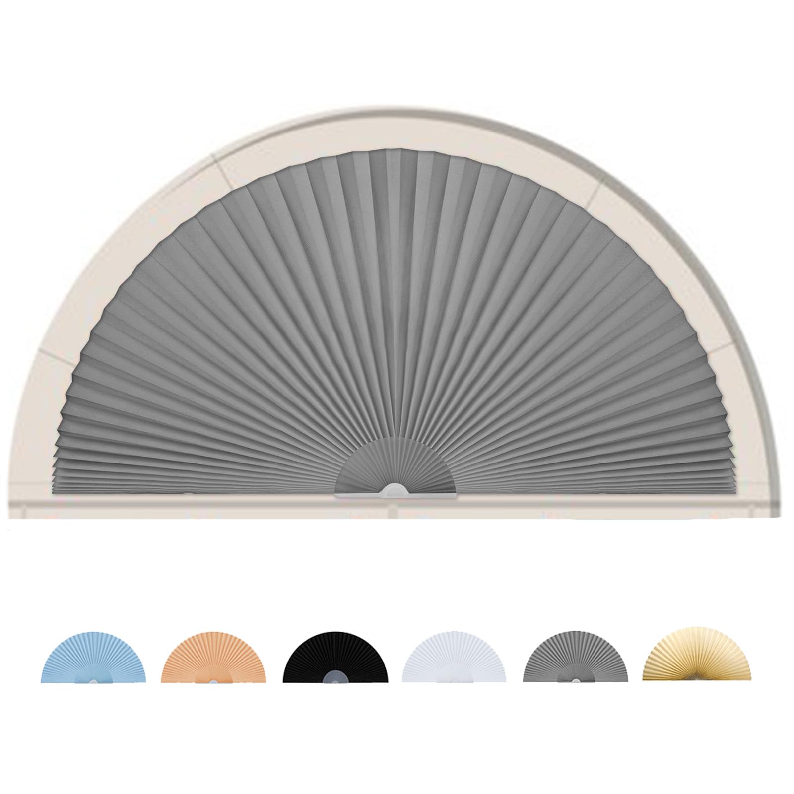 Stores Sans Perçage Pour Fenêtres En Arc - Rideaux Occultants Demi-Cercle Faciles à Découper