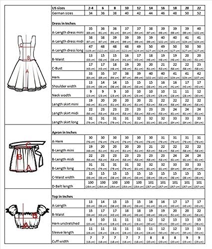 Miniatura 4 de Mini vestido dirndl bávaro, blusa drindle con delantal, tallas 4 a 22, Di06 (3piezas), VerdeNegro