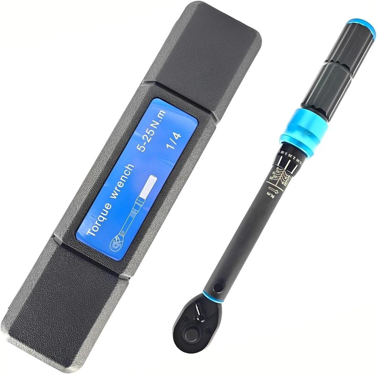 1/4-Inch Drive Torque Wrench, 5-25 N·m(44.3-221.3 in·lb) 72-Tooth Click Type, Dual-Direction Adjustable, Newton Meter Wrench for Bicycle, Motorcycle, Electronics & Car Repair