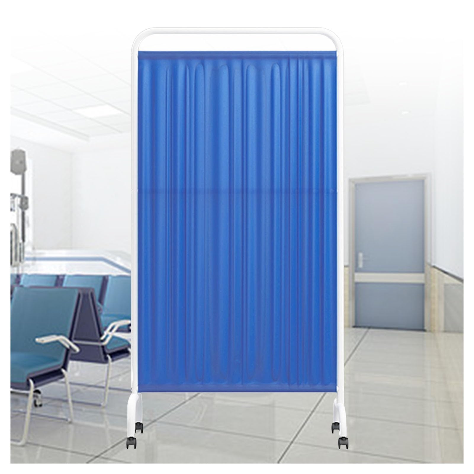 Générique Paravent médical à Panneau Unique, Pliable et équipé de roulettes de freinage à 360°, séparateur de pièce pour Bureau/Clinique/Restaurant (Bleu foncé, 1 Panneau)