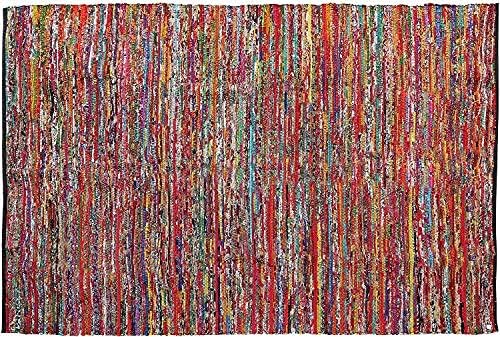 Cotton Multi Chindi Hand Woven Rugs 36X60 Inch Multi Color-Cotton Chindi Rag Rug - 3x5 Feet Rectangle Hand Braided Bohemian Colorful Area Rug - Recycled Braided Chindi Rugs- Biodegradable