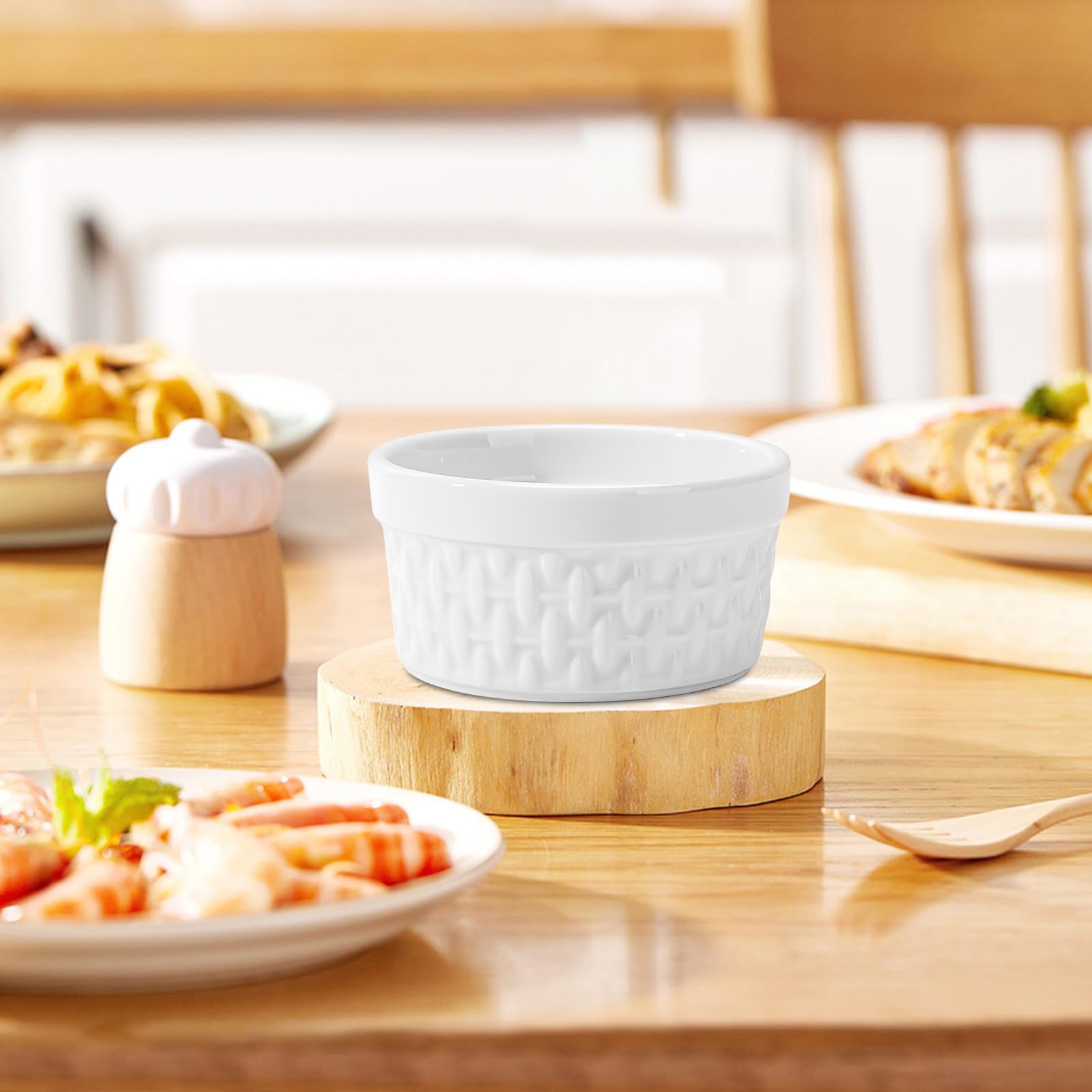 Image secondaire de Lot de 6 petits bols à crème brûlée - 230 ml - En céramique - Pour gâteaux de lave, pudding, viande assaisonnée