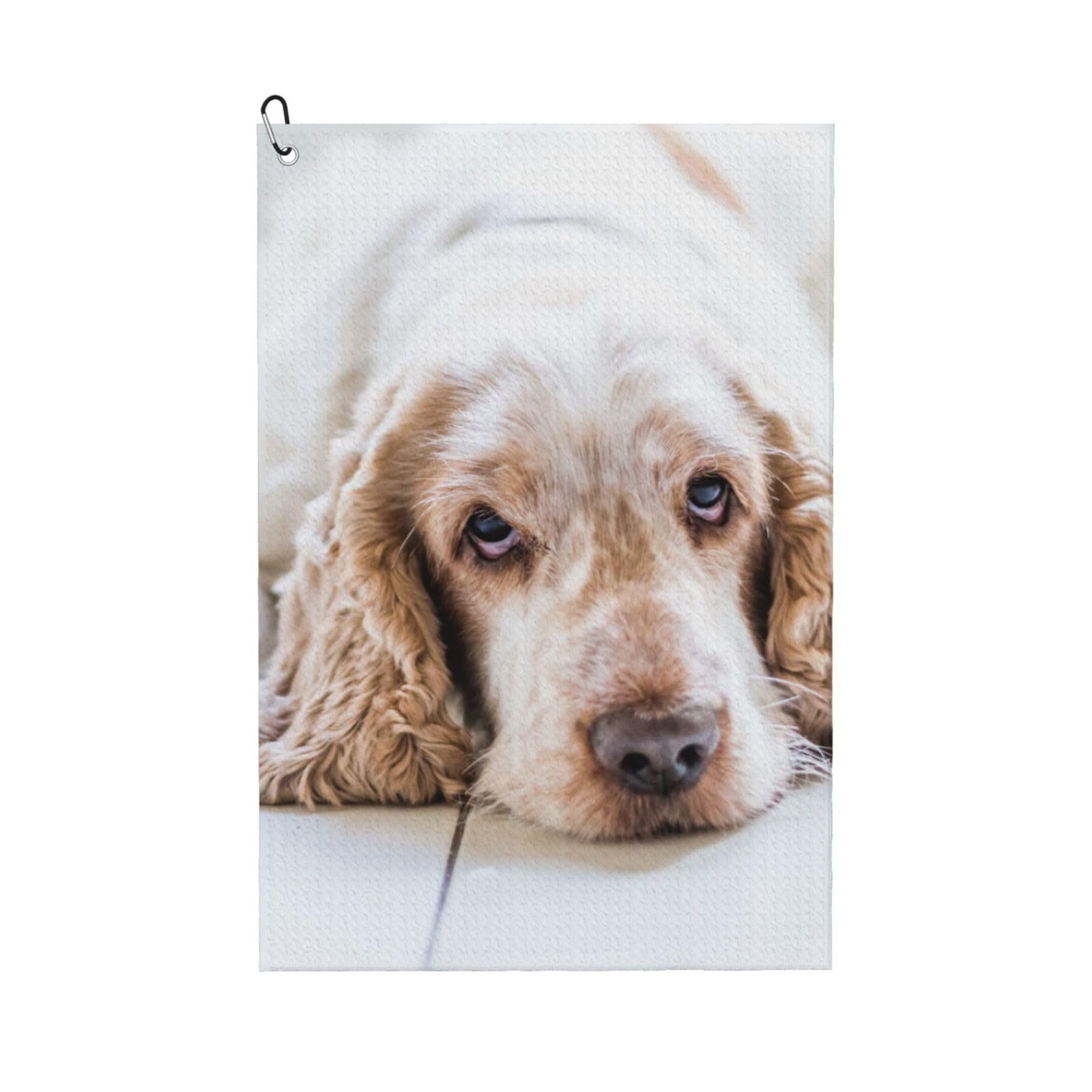 Hnnkloy Cocker Spaniel Brown Spaniel Sad Dogs Dogs Pets, 16x24 in Portable Waffle Golf Towels with Carabiner Clip for Golf Bag