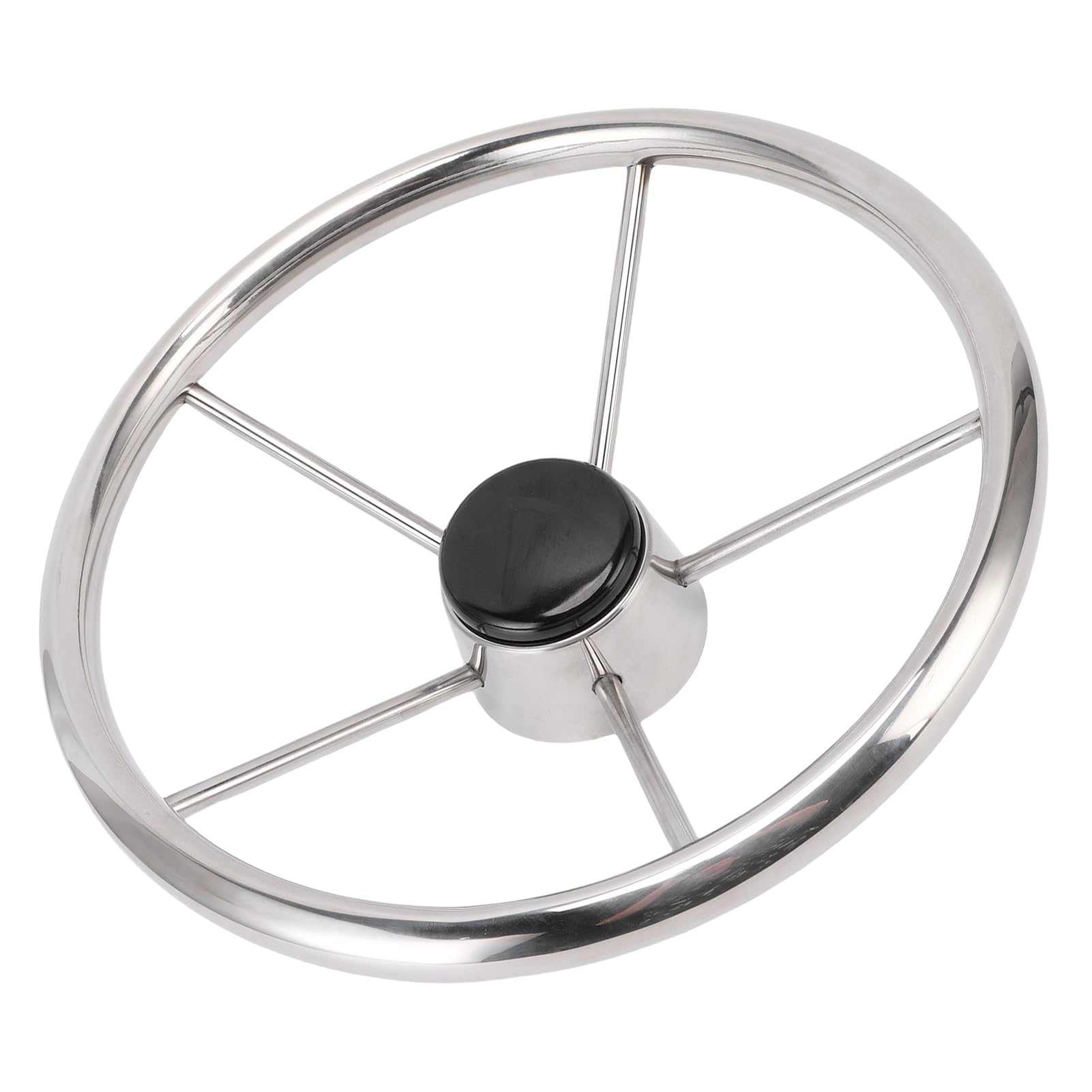 KIMISS Volante de Barco de Acero Inoxidable de 5 Radios, Estilo de 13-1/2 Pulgadas para Yates y Lanchas Rápidas, Volante Marino Clásico con Agarre Cómodo