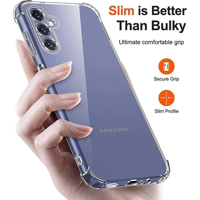 Image of BOXXO Flexible Back Cover for Samsung Galaxy A34 5G | Back Cover Transparent Clear Shockproof Case Four Corner Protection | Slim Protective Mobile Phone Cover for Samsung Galaxy A34 5G